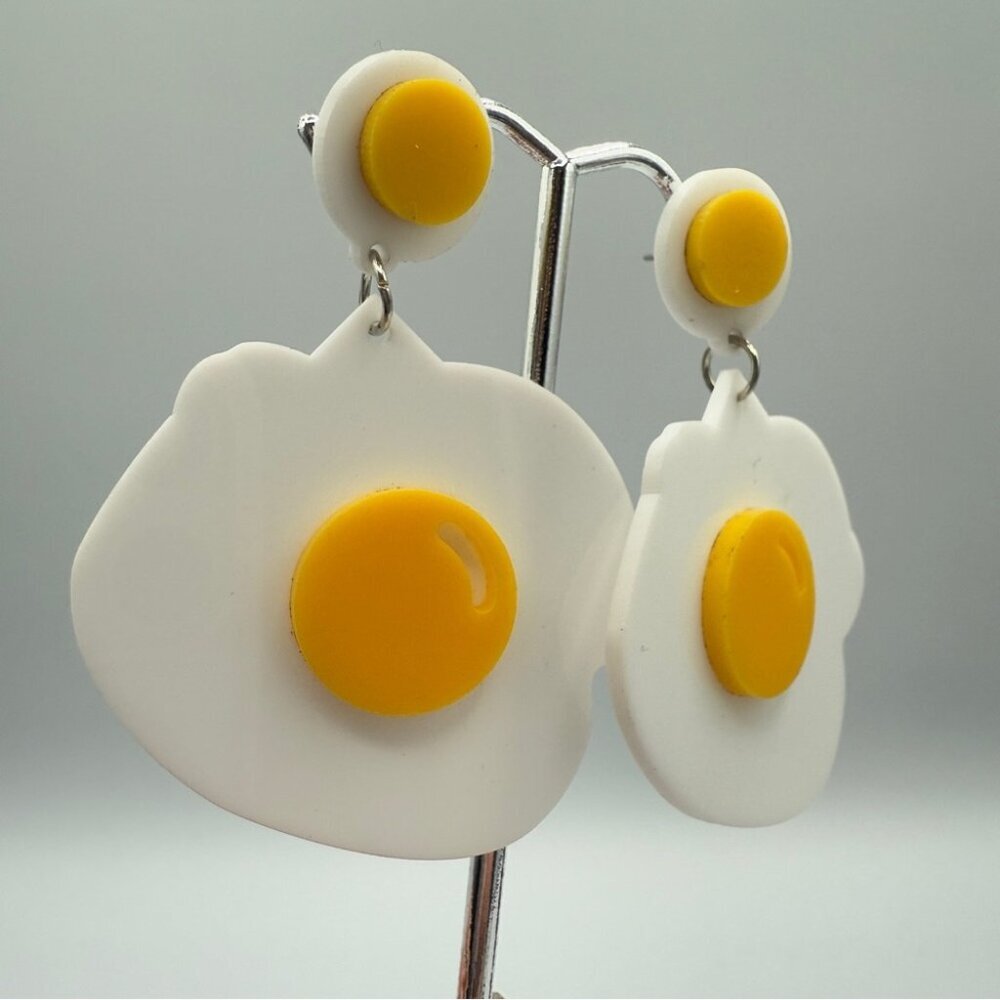Fried Egg Earrings - Pierced Acrylic Earrings - Picture 8 of 8